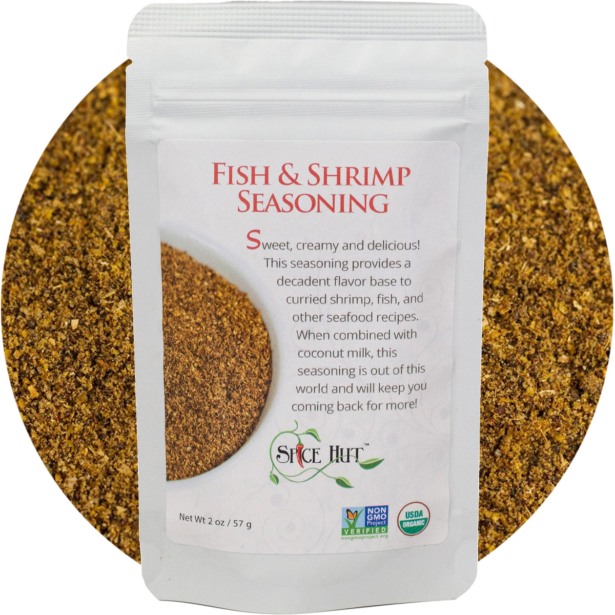 The Spice Hut Organic Fish & Shrimp Seasoning, Seafood Variety Spice Blend, 2 Ounce