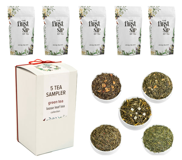 Green Tea - 5 Tea Collection | Gift Set | Loose Leaf | Sampler Box