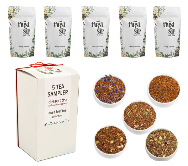 Rooibos Tea - 5 Tea Collection | Caffeine-Free Gift Set | Loose Leaf | Sampler Box