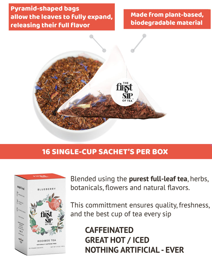 Organic Blueberry Rooibos Tea - Great as Iced Tea
