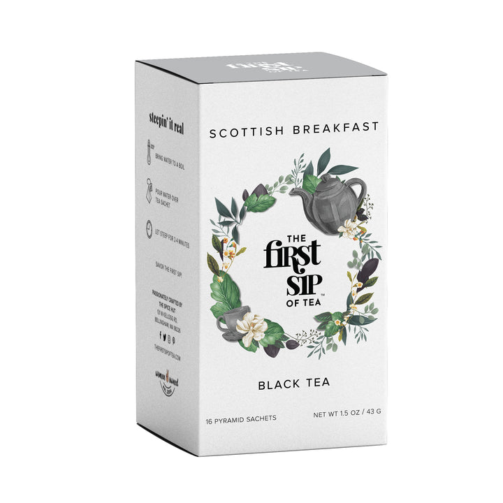 Scottish Breakfast Black Tea 16 Count Tea Bag Sachets in a Box