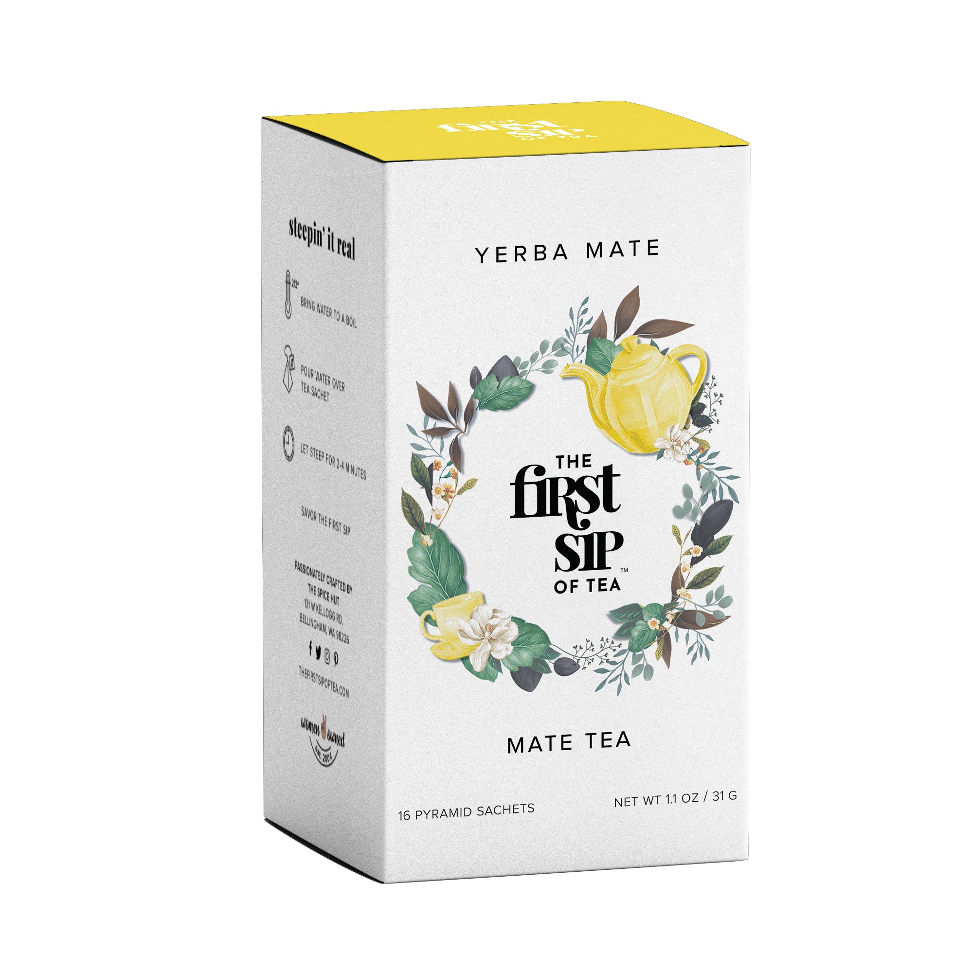Yerba Mate Tea Box, 16 Sachets, Earthy, Energizing